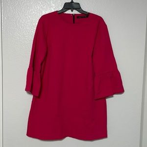 Zara Woman Flounce Sleeve Pink Tunic Dress